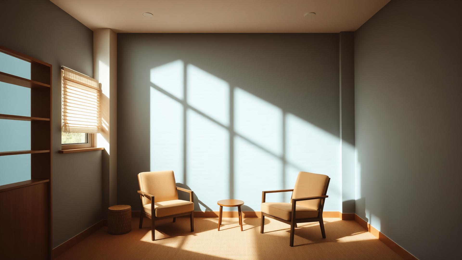 Roligt samtalerum i psykologklinikken i Moseby